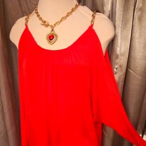 MK orange cold shoulder top